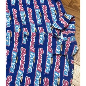 Vtg 80's Sweet Tarts Vendor Shirt Mens Button Down Size Small Blue Pink Top AOP